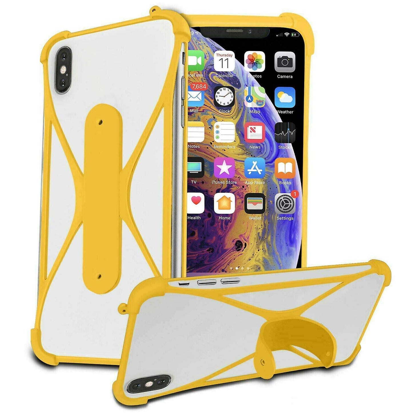 Coque bumper antichoc etirable avec cordon port tour du cou et bandouliere iPhone XS MAX