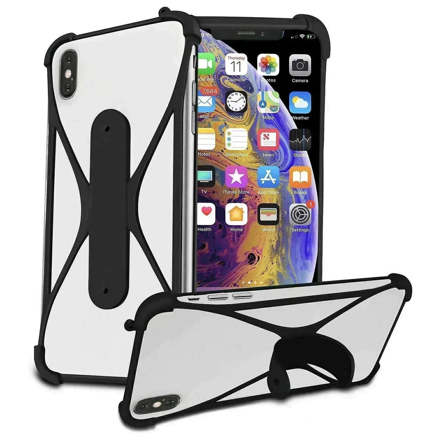 Coque bumper antichoc etirable avec cordon port tour du cou et bandouliere iPhone 14 Pro Max.