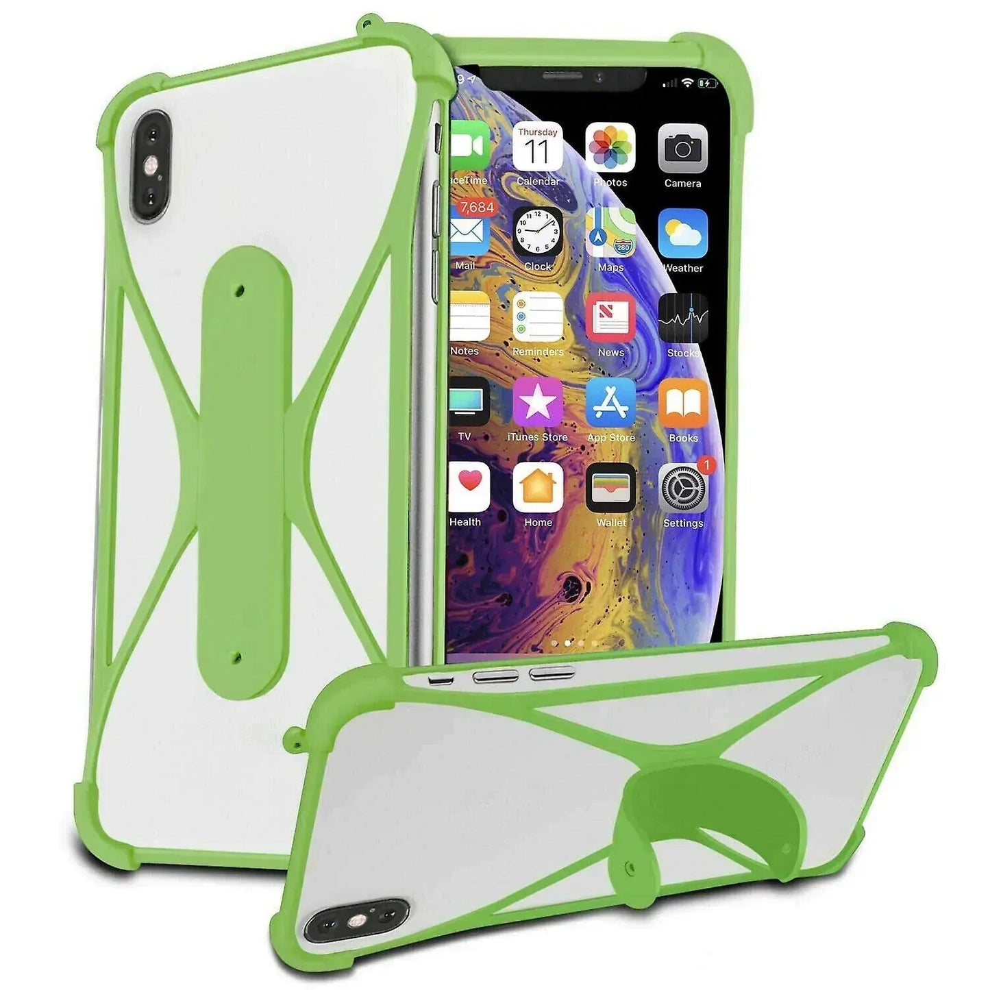 Coque bumper antichoc etirable avec cordon port tour du cou et bandouliere iPhone X/XS