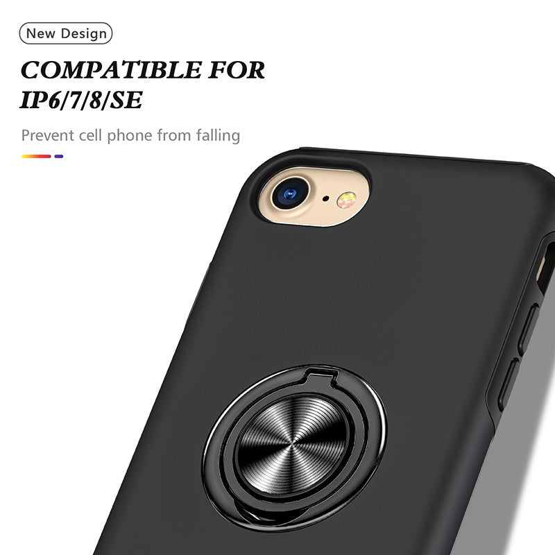 Coque de protection noire avec anneau de support intégré pour iPhone 6(s)