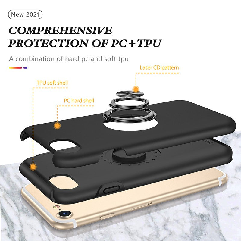 Coque de protection noire avec anneau de support intégré pour iPhone 6(s)