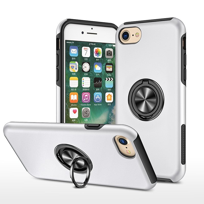 Coque de protection verte avec anneau de support intégré pour iPhone 8