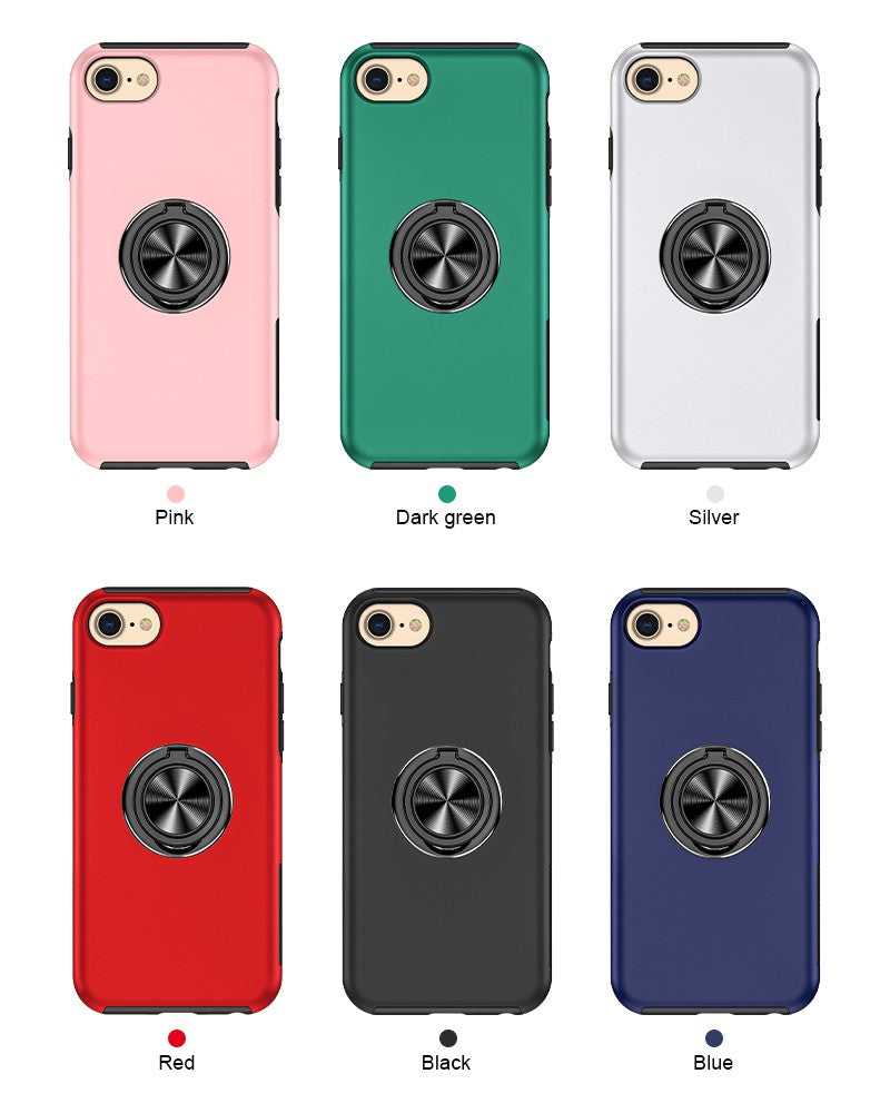 Coque de protection bleue avec anneau de support intégré pour iPhone 8