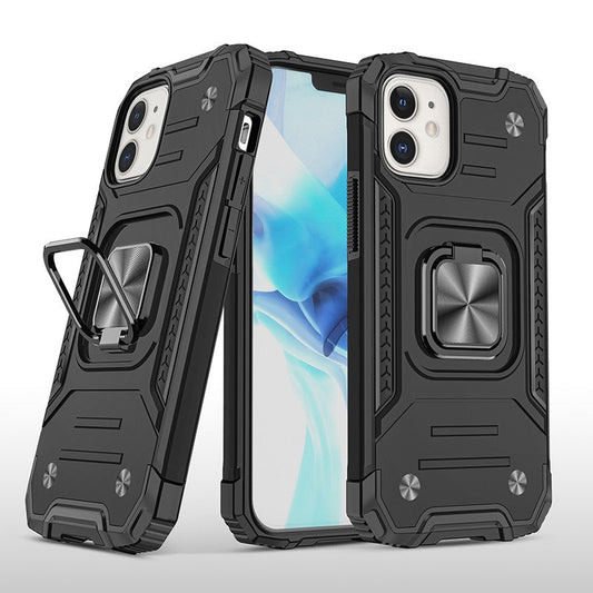 coque armure noire protection maximale avec anneau de soutien pour iPhone 13/13 Pro