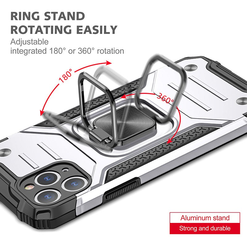 coque armure grise protection maximale avec anneau de soutien pour iPhone 11 Pro MAX
