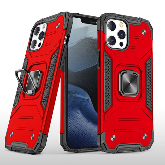 coque armure rouge protection maximale avec anneau de soutien pour iPhone 11