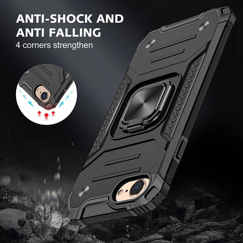 coque style armure protection maximale avec anneau de soutien pour iPhone