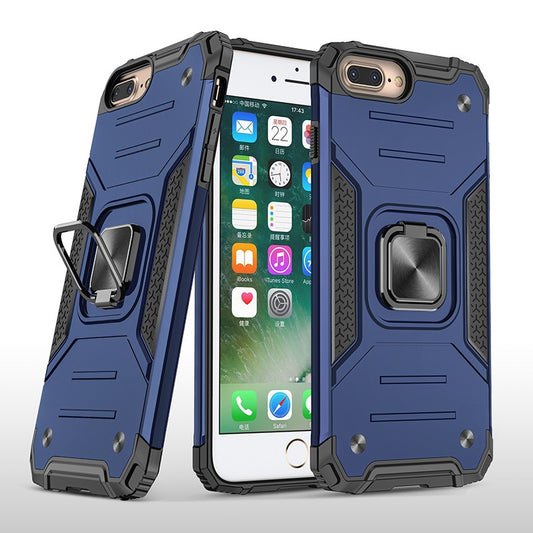 coque armure bleue protection maximale avec anneau de soutien pour iPhone 7 Plus /8 Plus