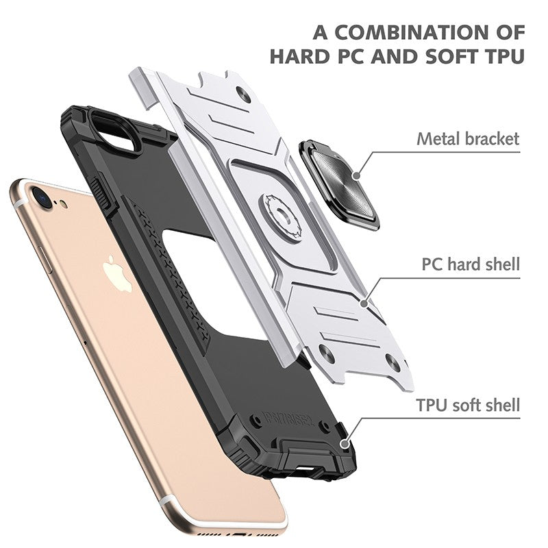 coque armure rose protection maximale avec anneau de soutien pour iPhone SE 2020