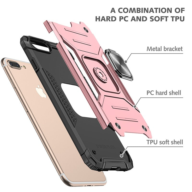 coque armure rose protection maximale avec anneau de soutien pour iPhone SE 2020