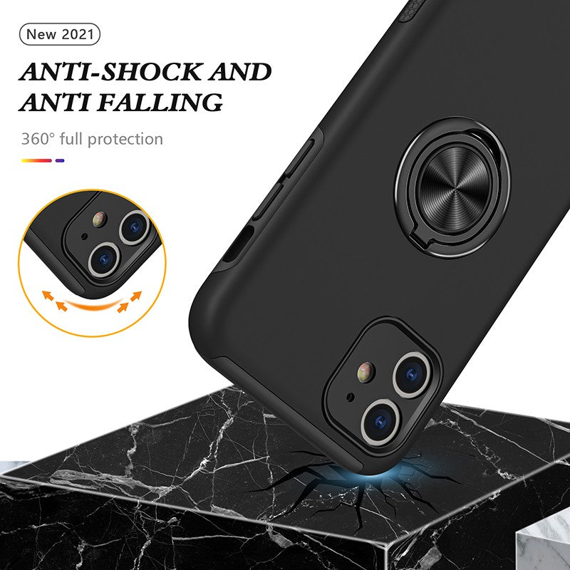 Coque de protection verte avec anneau de support intégré pour iPhone 11