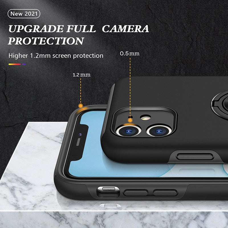 Coque de protection grise avec anneau de support intégré pour iPhone 11 Pro