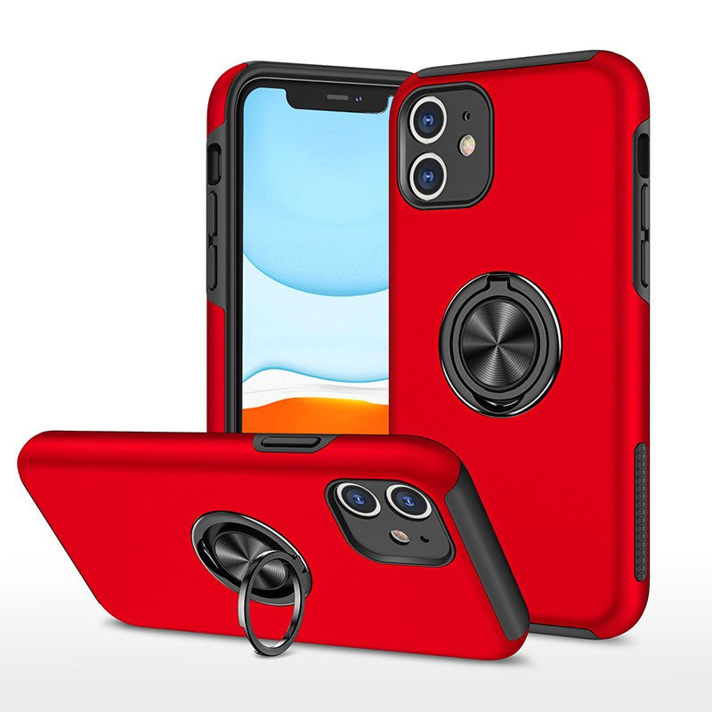 Coque de protection rouge avec anneau de support intégré pour iPhone 11