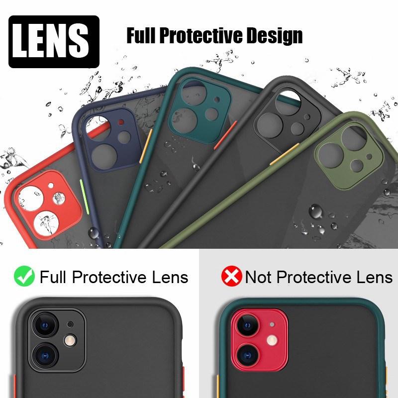 Coque design semi transparente finition mate avec protection camera pour iPhone