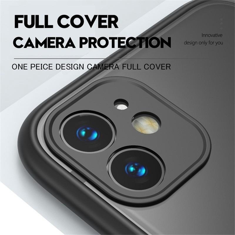 Coque design semi transparente finition mate avec protection camera pour iPhone