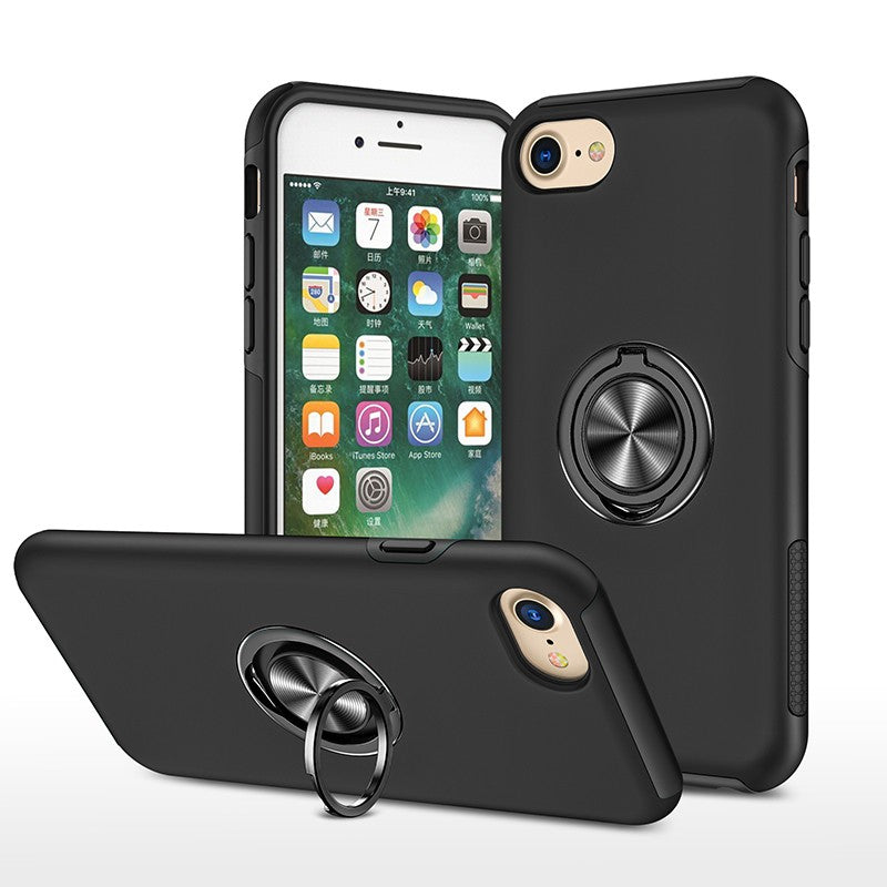 Coque de protection rose avec anneau de support intégré pour iPhone 8 Plus