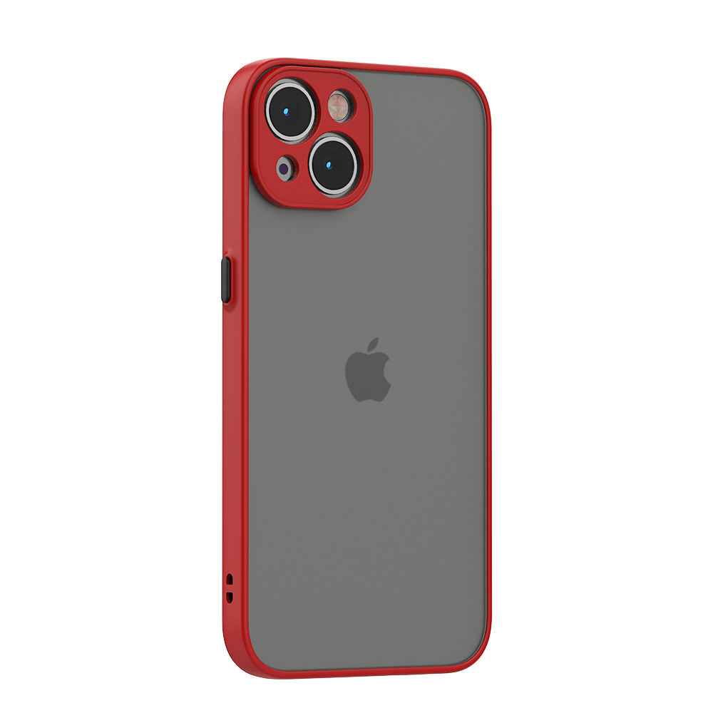 Coque design rouge semi transparente finition mate protection camera pour iPhone 6/6s