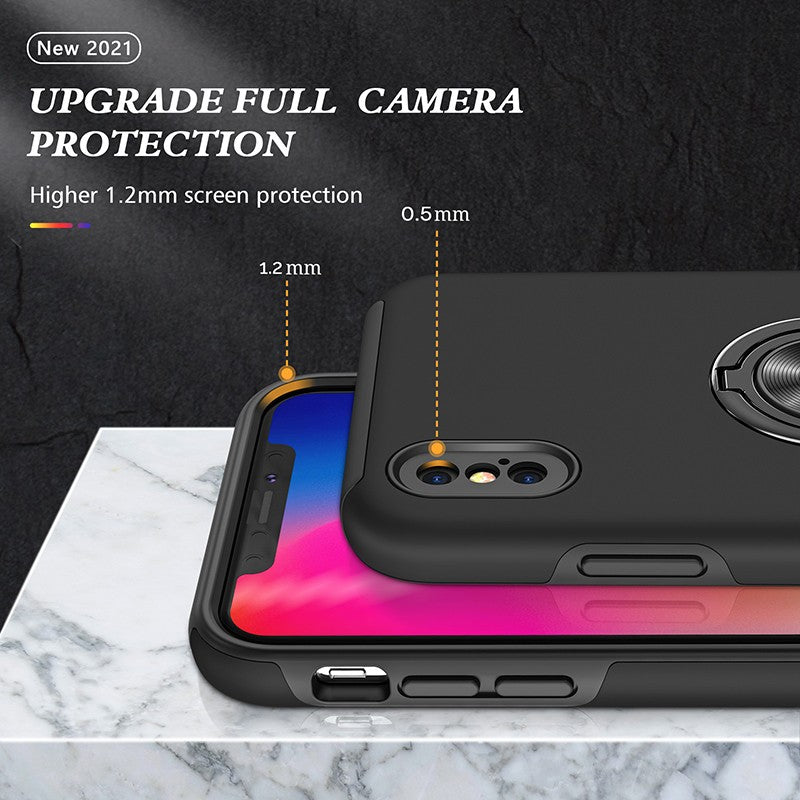 Coque de protection bleue avec anneau de support intégré pour iPhone X(S)