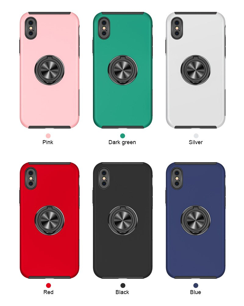 Coque de protection bleue avec anneau de support intégré pour iPhone X(S)