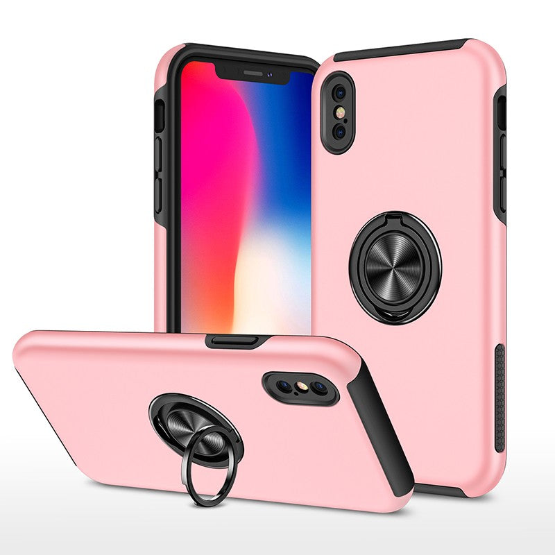 Coque de protection bleue avec anneau de support intégré pour iPhone X(S)