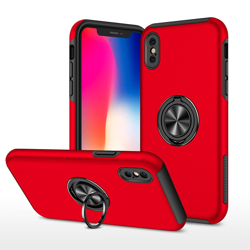 Coque de protection rouge avec anneau de support intégré pour iPhone XR