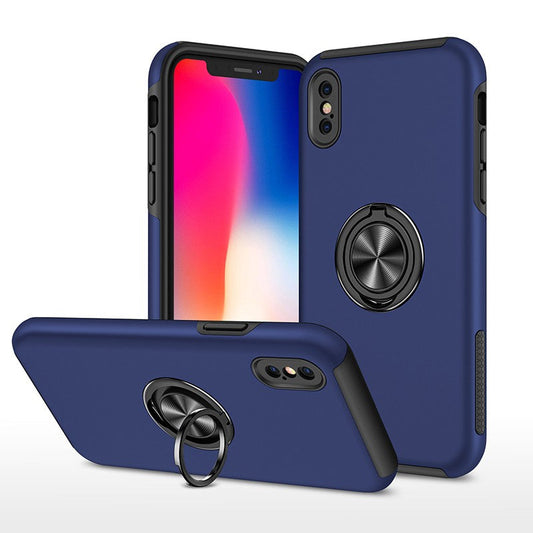 Coque de protection bleue avec anneau de support intégré pour iPhone XS MAX