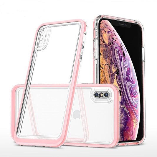 coque rose hybride robuste triple protection pour iPhone XR