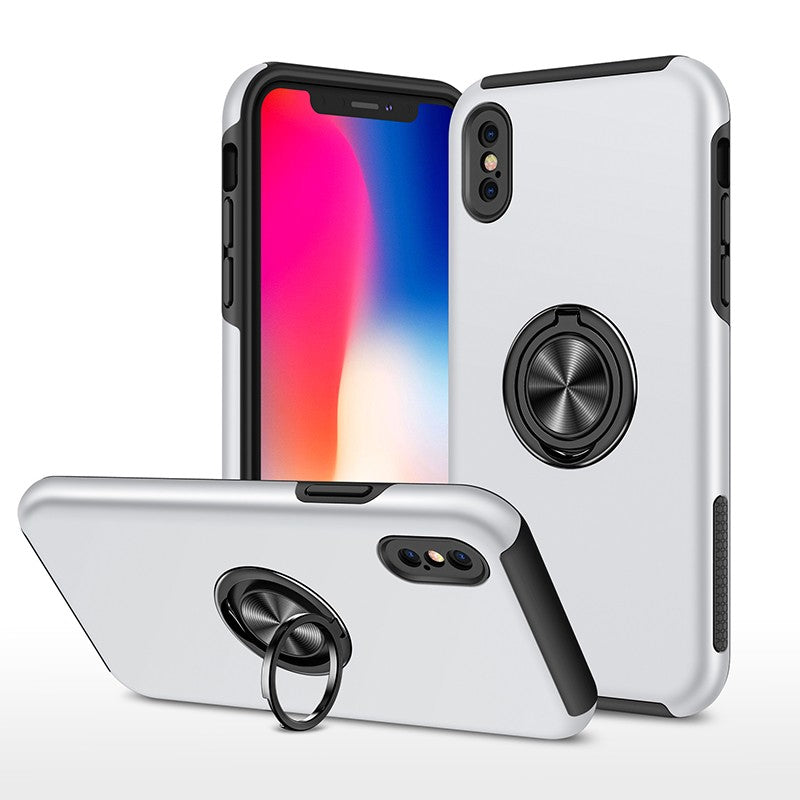 Coque de protection verte avec anneau de support intégré pour iPhone X(S)