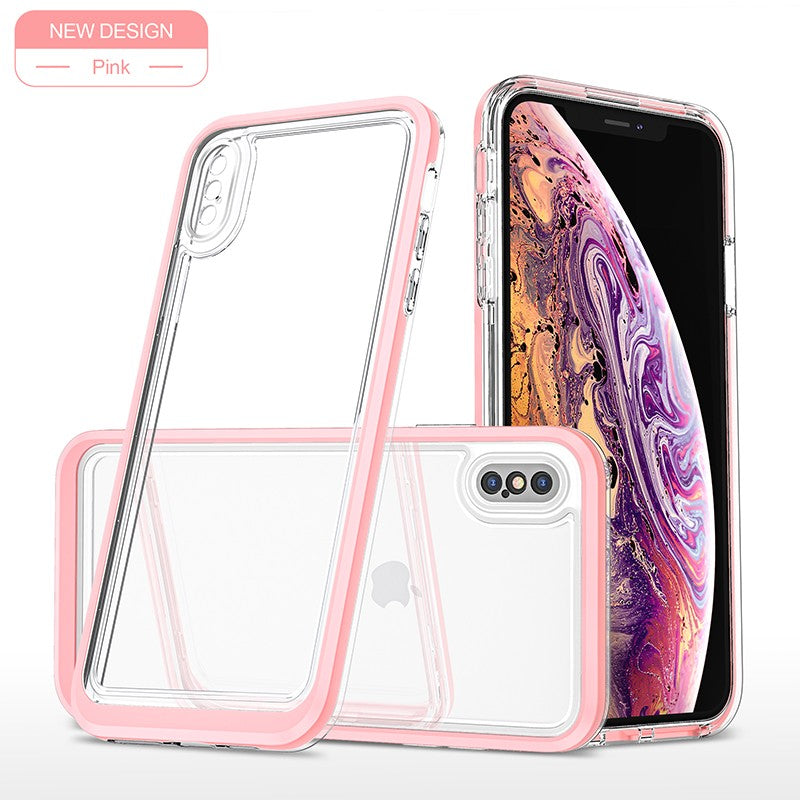 coque rose hybride robuste triple protection pour iPhone X/XS