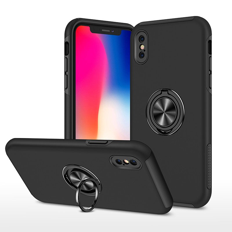 Coque de protection grise avec anneau de support intégré pour iPhone X(S)