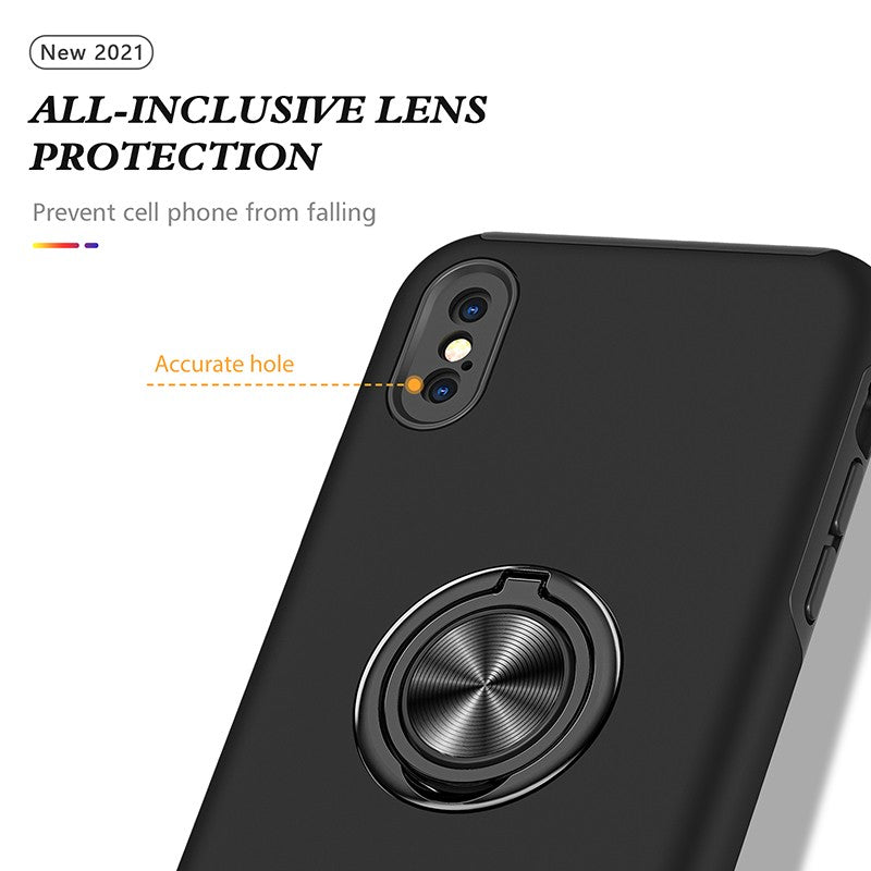 Coque de protection noire avec anneau de support intégré pour iPhone X(S)