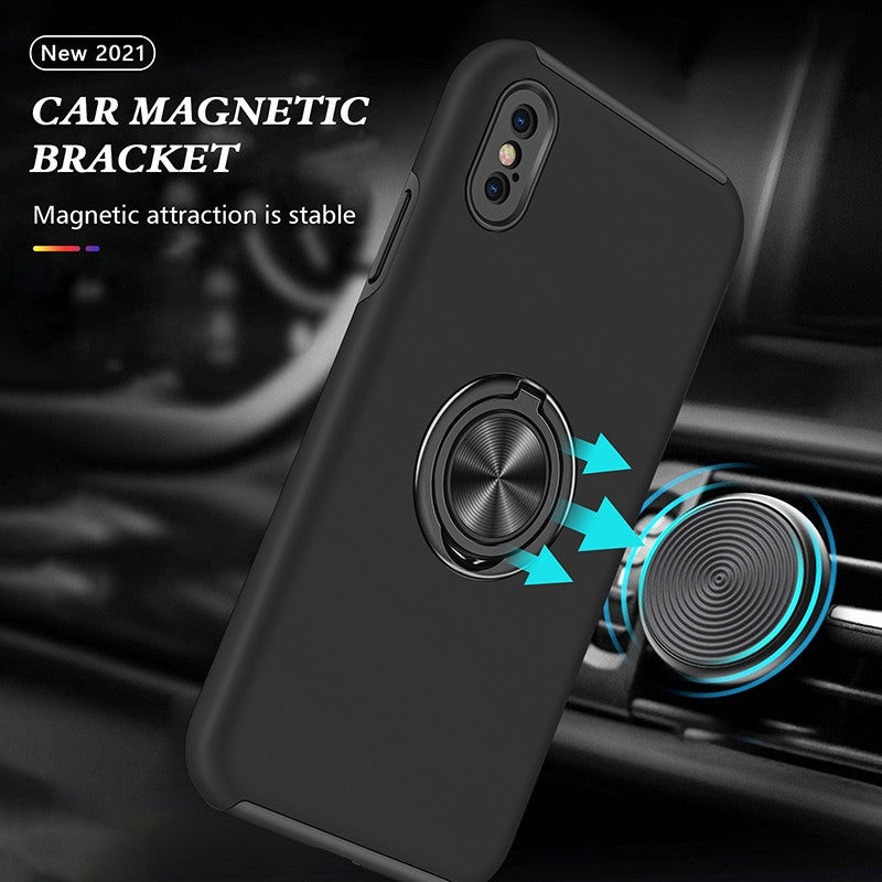 Coque de protection noire avec anneau de support intégré pour iPhone XR