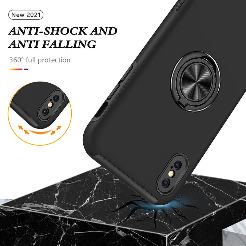 Coque de protection bleue avec anneau de support intégré pour iPhone X(S)