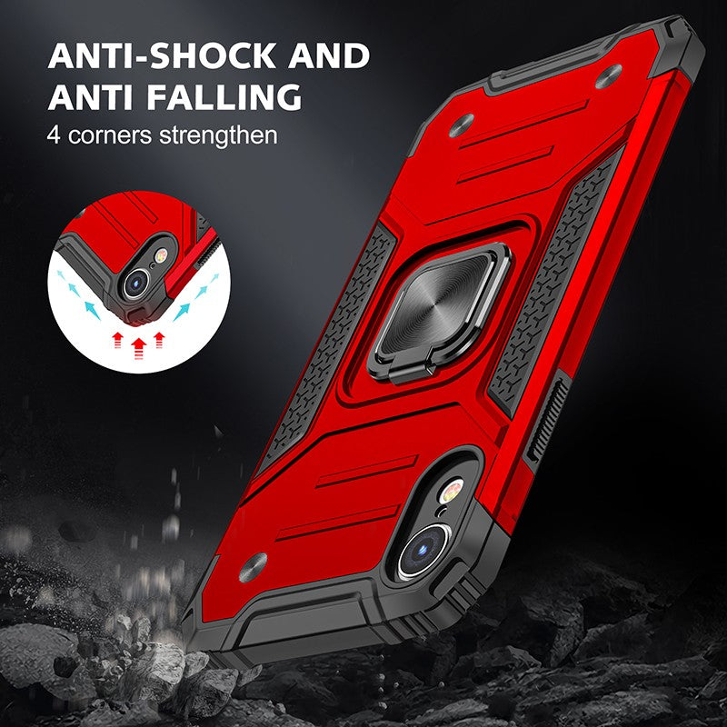 coque armure rouge protection maximale avec anneau de soutien pour iPhone X/XS