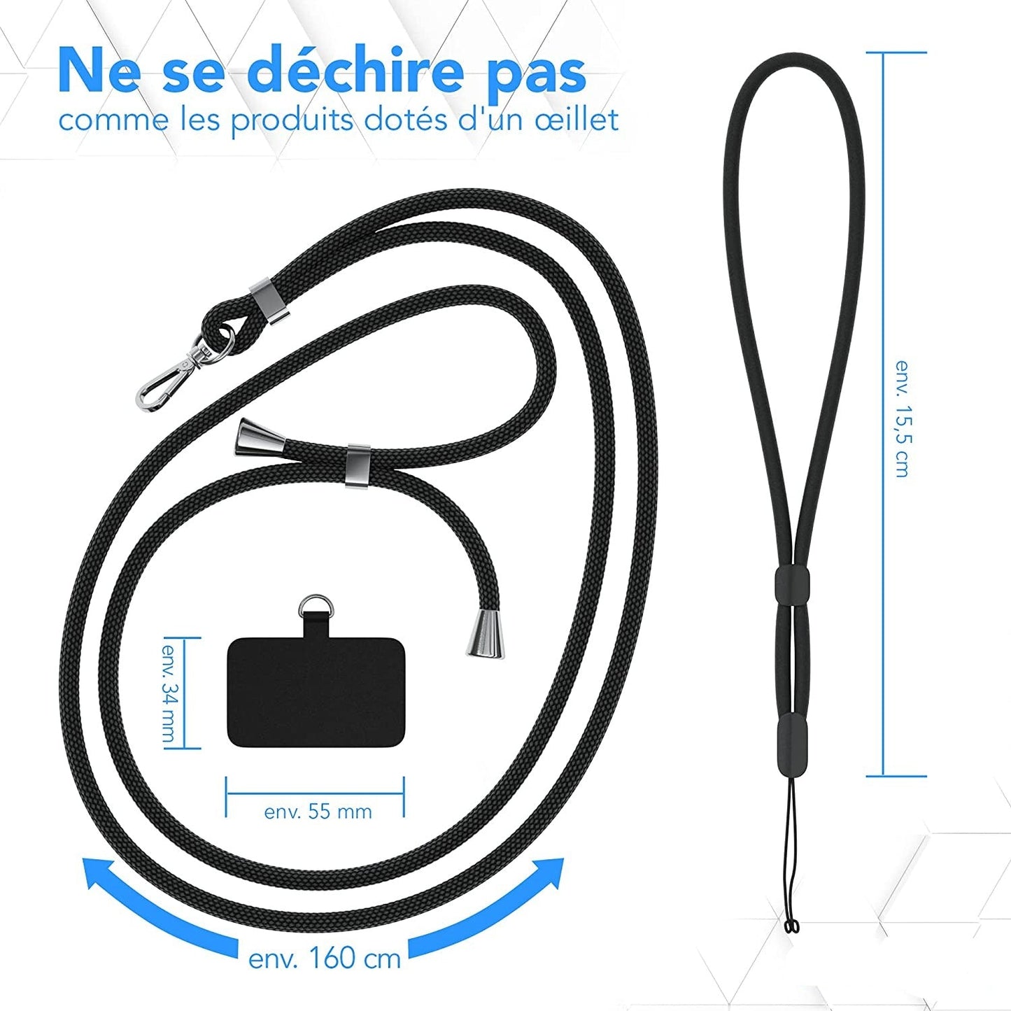 Cordon porte mobile universel en bandouliere pour votre iPhone 14 Plus.