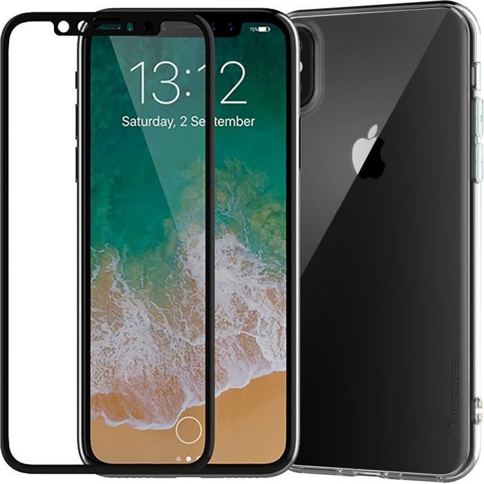 Pack protection integrale coque + verre trempe pour iPhone X/XS